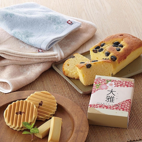 【内祝い】名入れラベル 今治タオル＆和菓子詰合せ