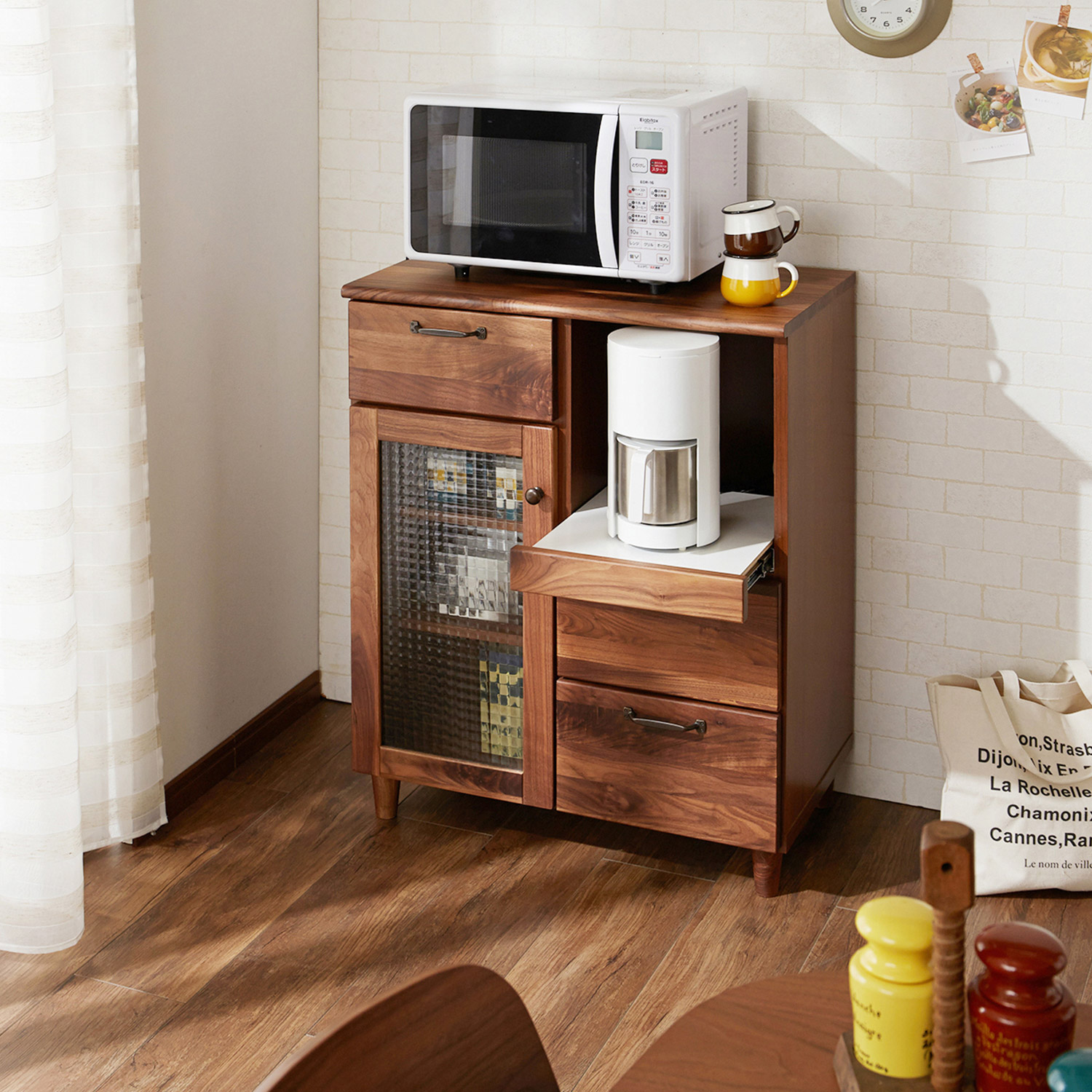 【ベルメゾン】ウォルナット材の家電収納キャビネット 【ベルメゾン】ウォルナット材の家電収納キャビネット