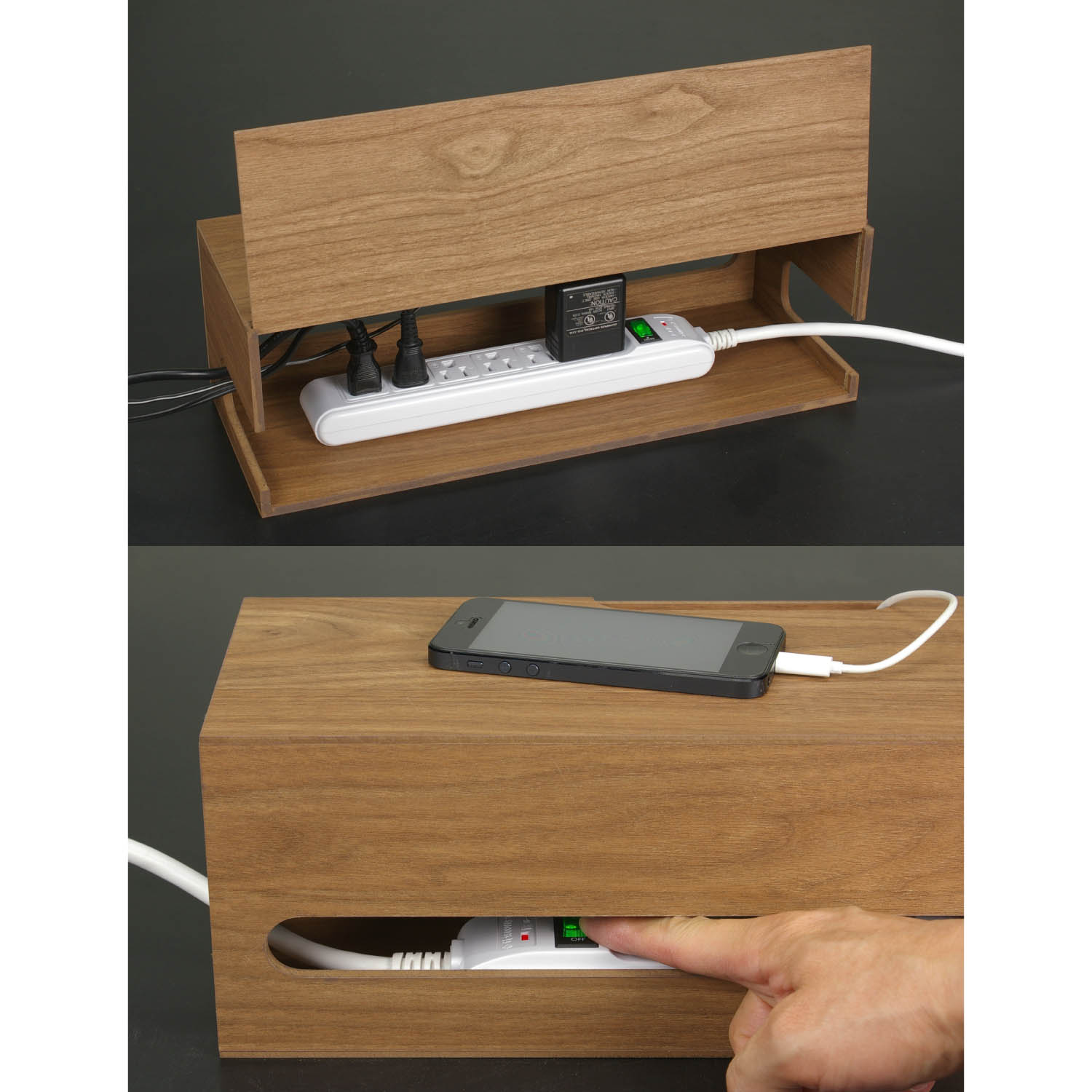 【ベルメゾン】木目調ケーブル・電源タップボックス"バスク