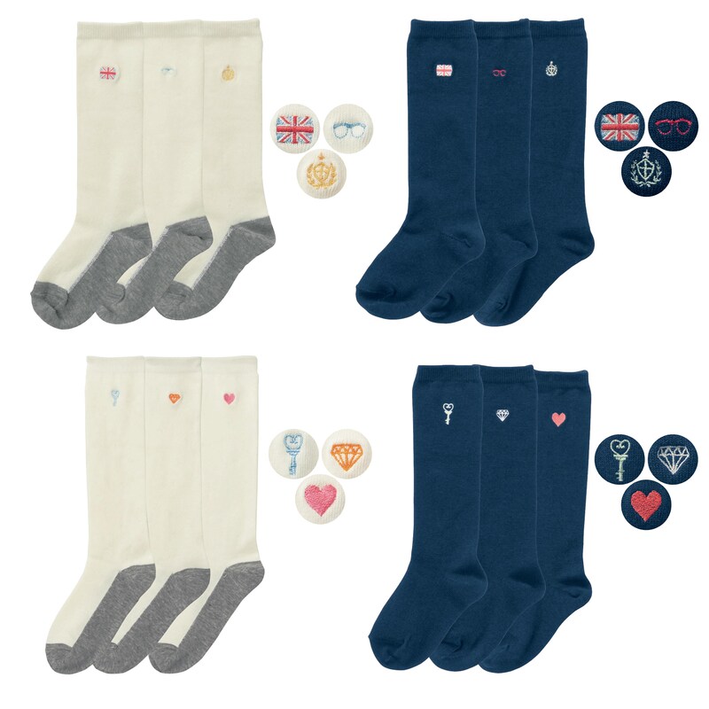 足底濃色刺繍靴下3柄セット ハイソックス 子供靴下 幼稚園 小学生 女の子 男の子 ジータ Gita 通販のベルメゾンネット