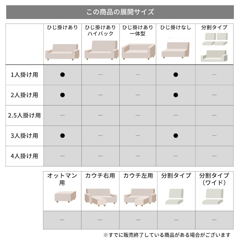 サイズ展開