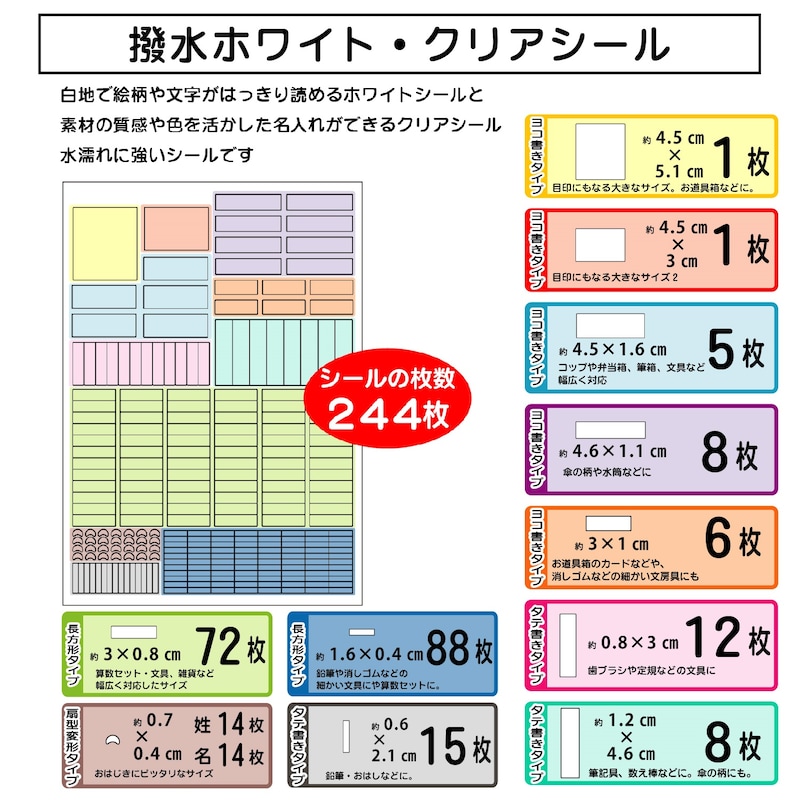 ホワイト3シート、クリア1シートの計4シートセットです。