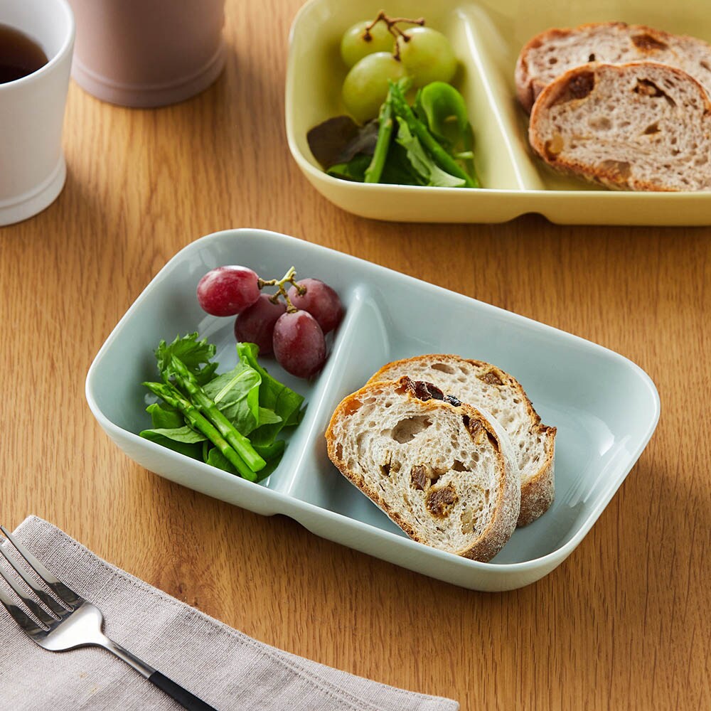 【BELLE MAISON DAYS】深めですくいやすいランチプレート2つ仕切り皿[日本製]