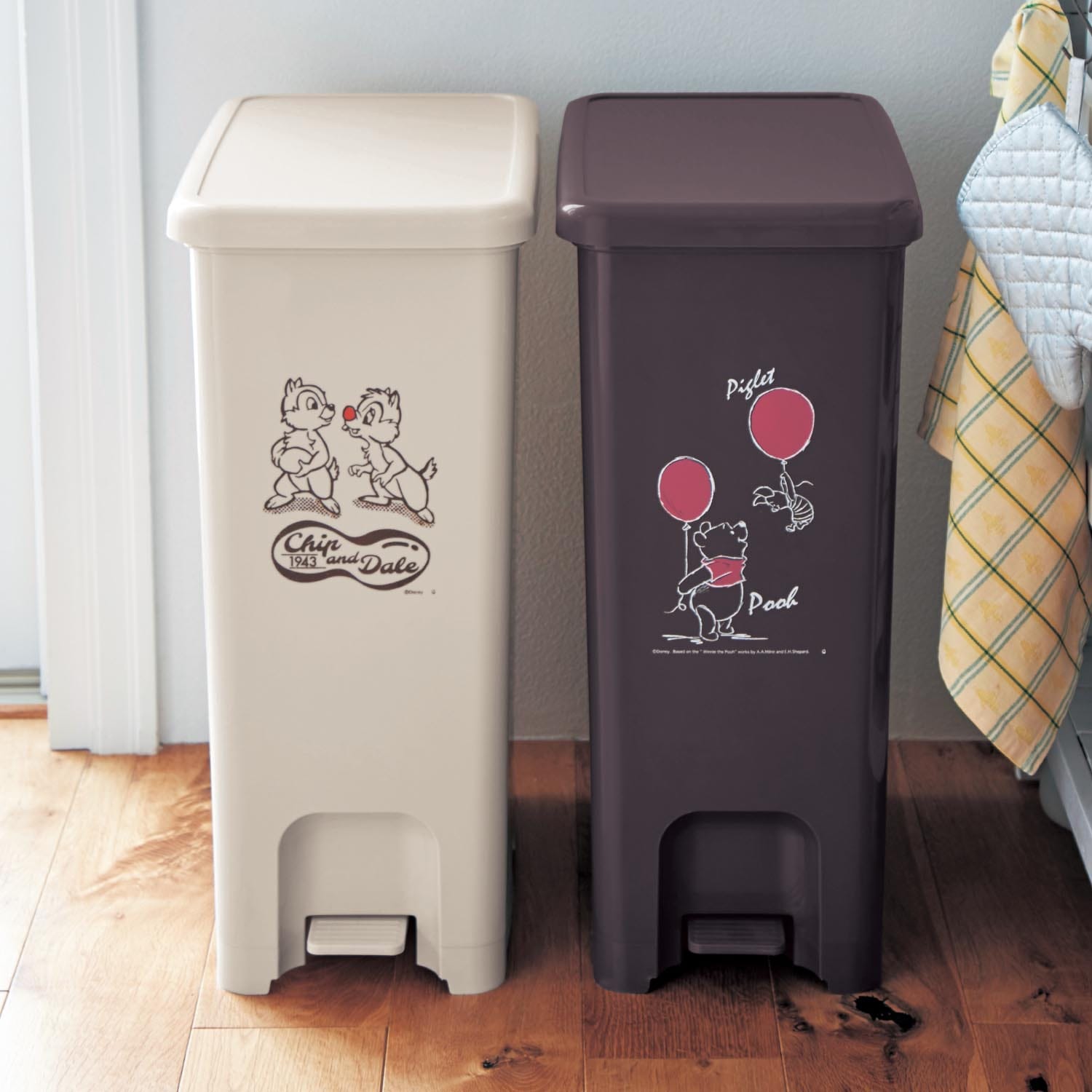 【ディズニー/Disney】2分別できるペダル式ゴミ箱/40L(選べるキャラクター)