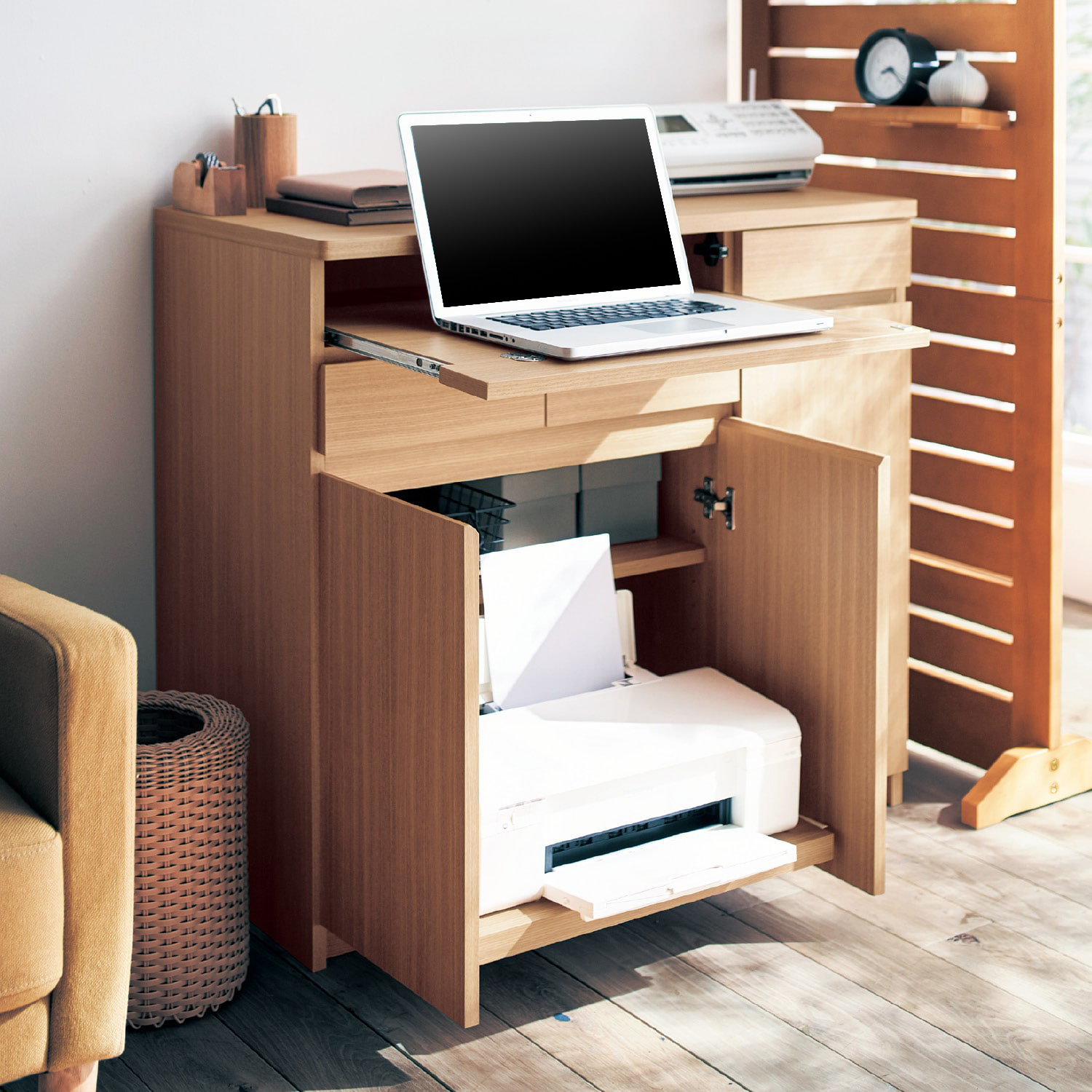 【ベルメゾン】プリンターも収納できるパソコンキャビネット・チェスト 【ベルメゾン】プリンターも収納できるパソコンキャビネット・チェスト