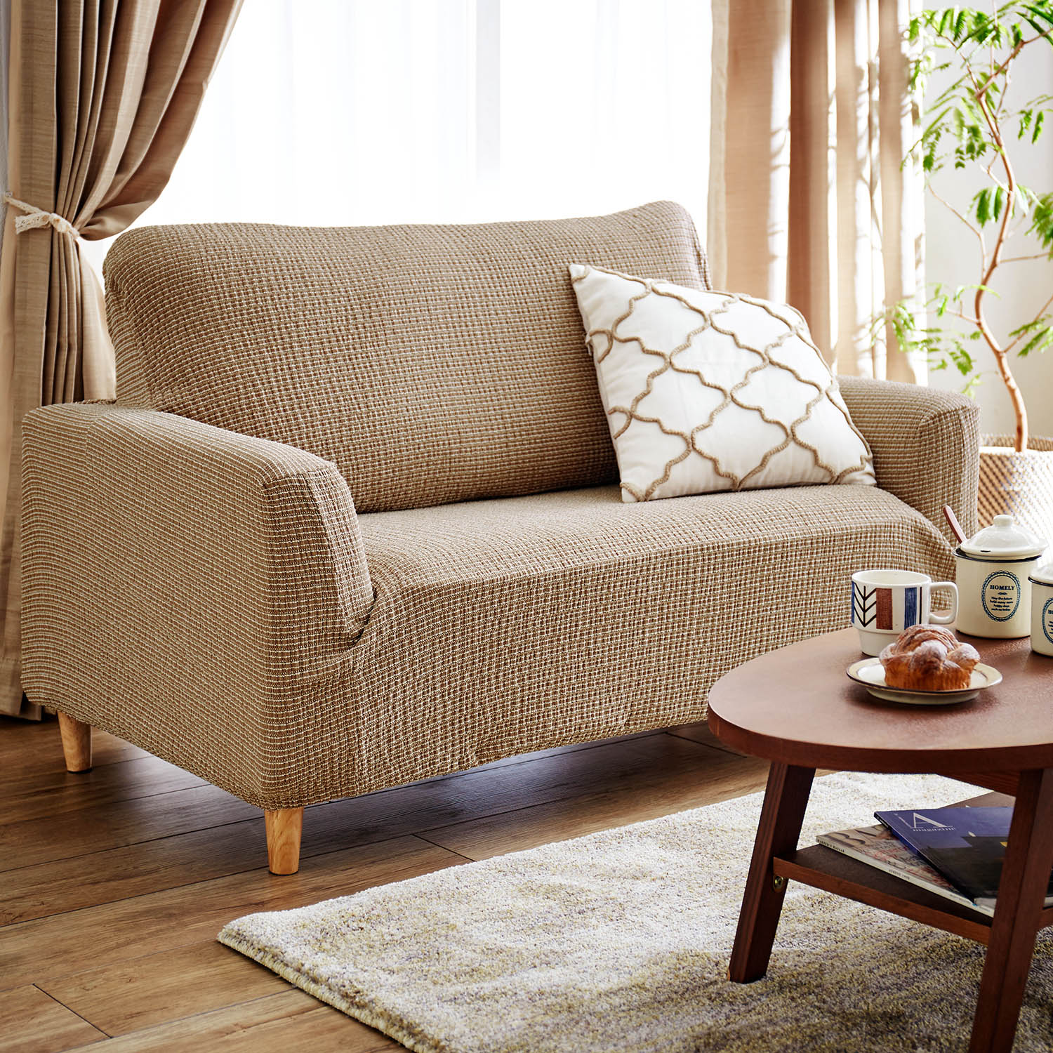 【ベルメゾン】横に伸びるソファーカバー"バトン" 【ベルメゾン】横に伸びるソファーカバー"バトン"