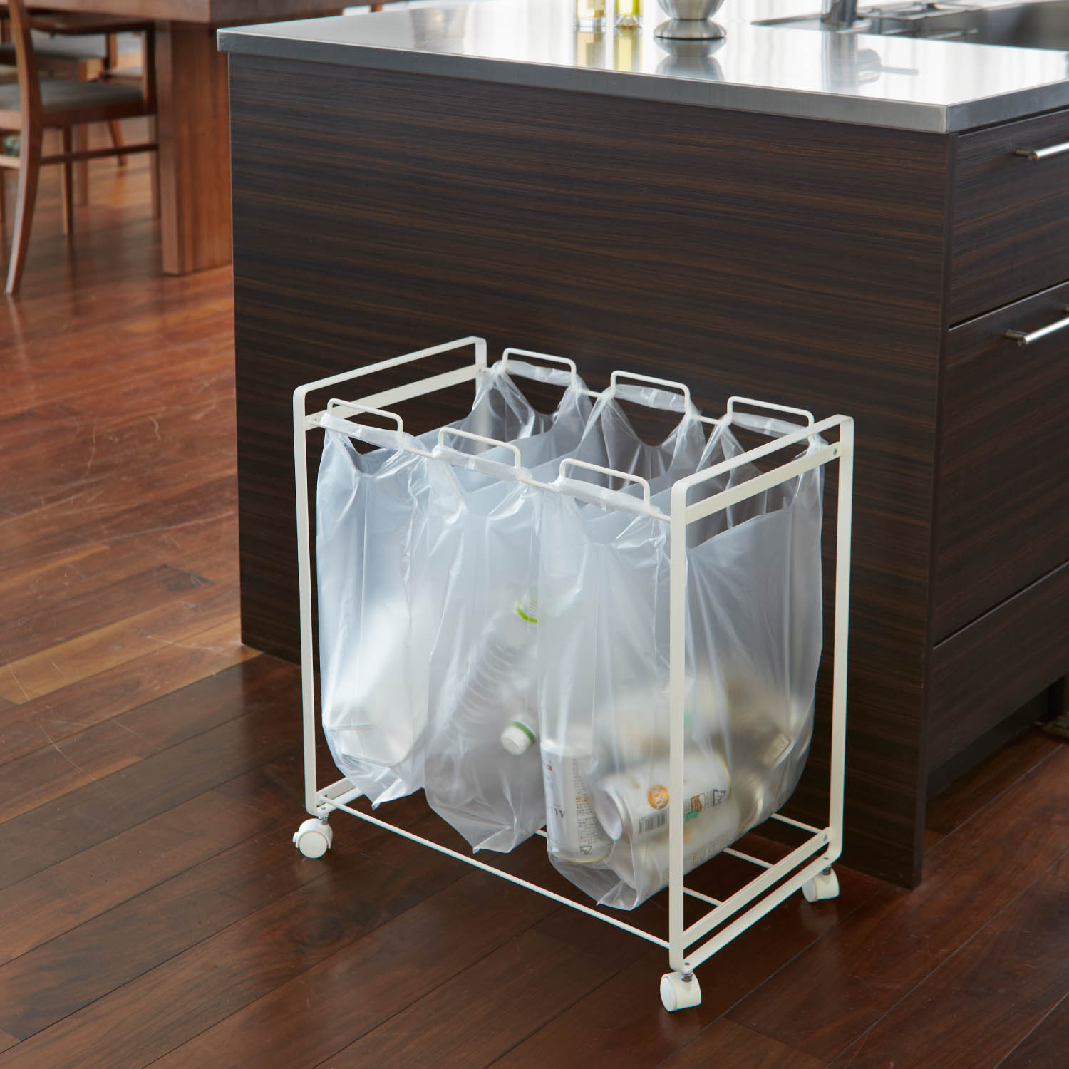 【タワー/tower】キャスター付き分別ゴミ袋ホルダー