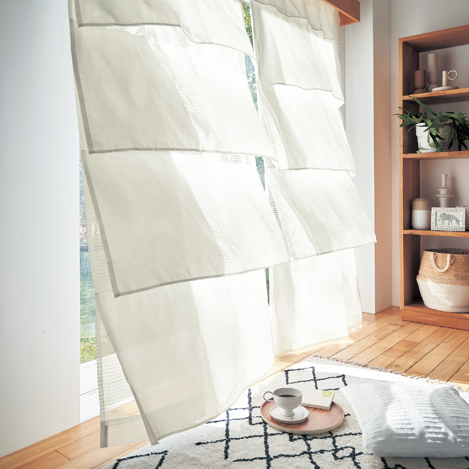 【ベルメゾン】【サイズ合えばお買得】 風を通すUVカット・遮像ボイルカーテン