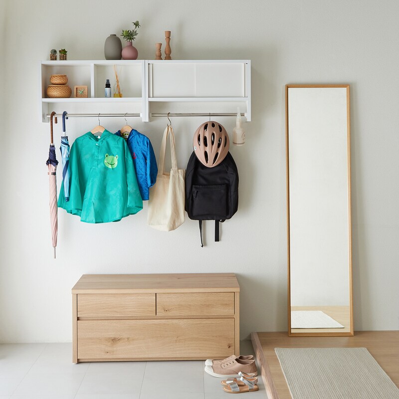 ホッチキスで壁にかけられるラック（バータイプ）（洗面所収納  