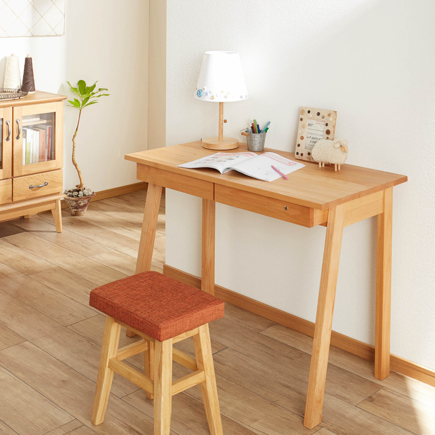 【杉工場】学習机としても使えるアルダー材のシンプルパソコンデスク 【杉工場】学習机としても使えるアルダー材のシンプルパソコンデスク