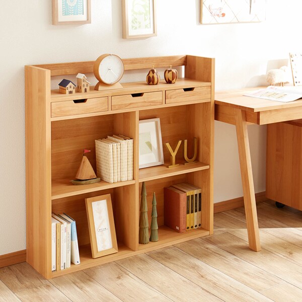 【杉工場】アルダー材の引出し付き本棚