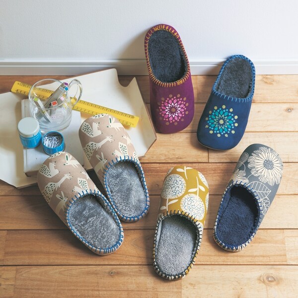 【ベルメゾン】中敷きあったかボアの低反発ウレタン入り洗える快適スリッパ