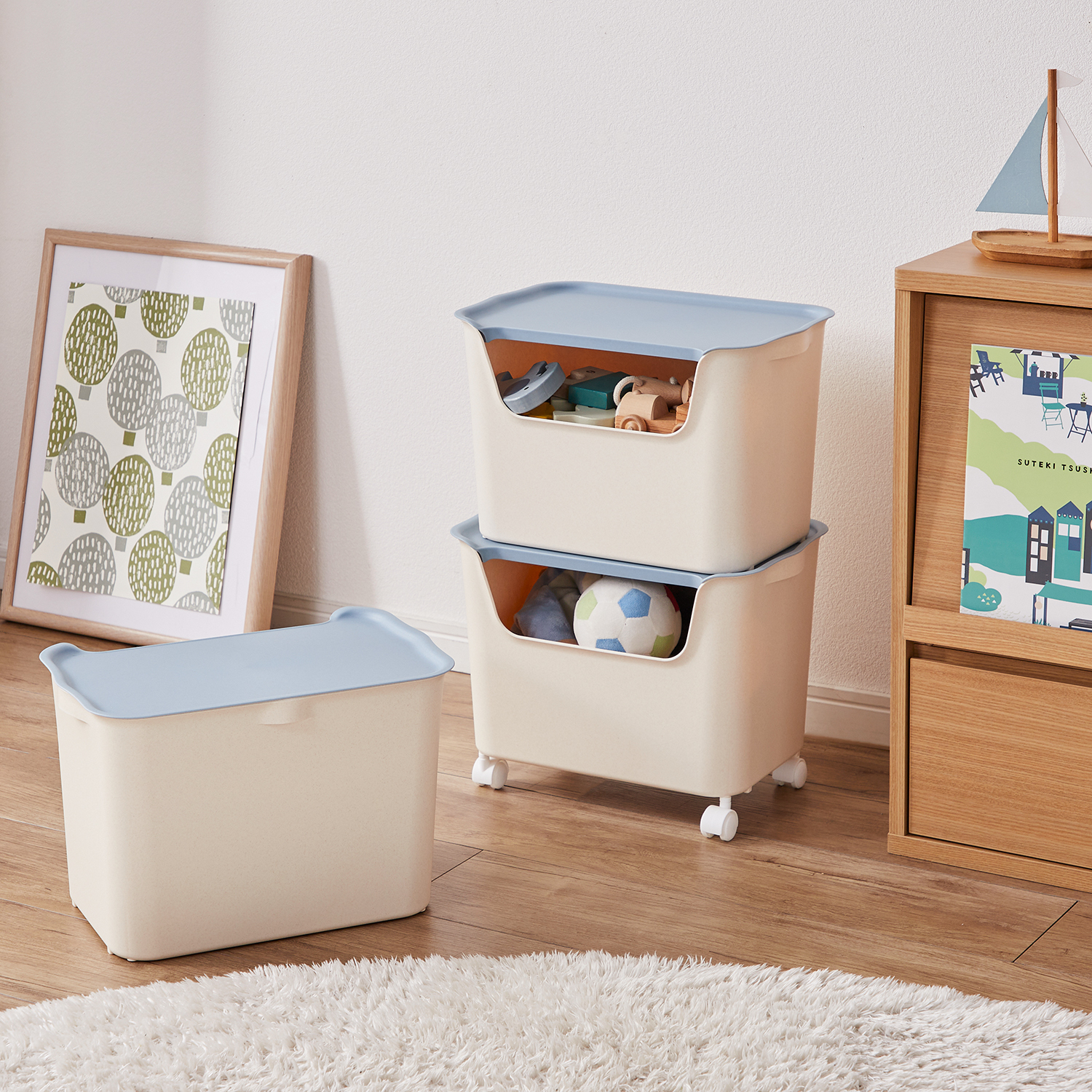 【ベルメゾン】キャスター付きフタ付き収納ケースセット・ワゴン 【ベルメゾン】キャスター付きフタ付き収納ケースセット・ワゴン