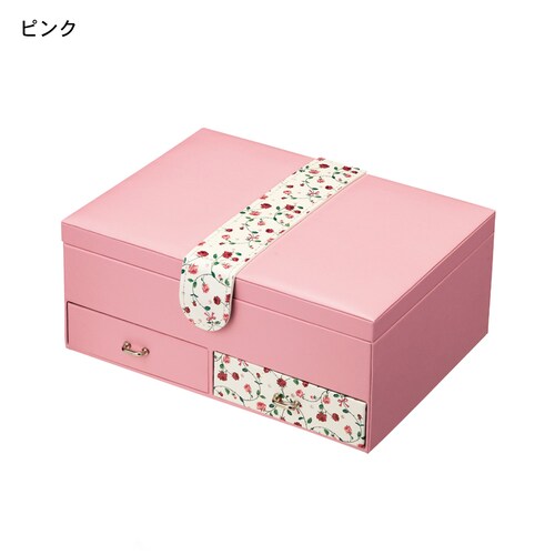 フラワープリントの引出し付きアクセサリーケース・ジュエリーボックス
