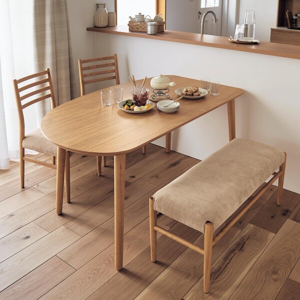 【ベルメゾン】変形ダイニングテーブルセット(4点セット)