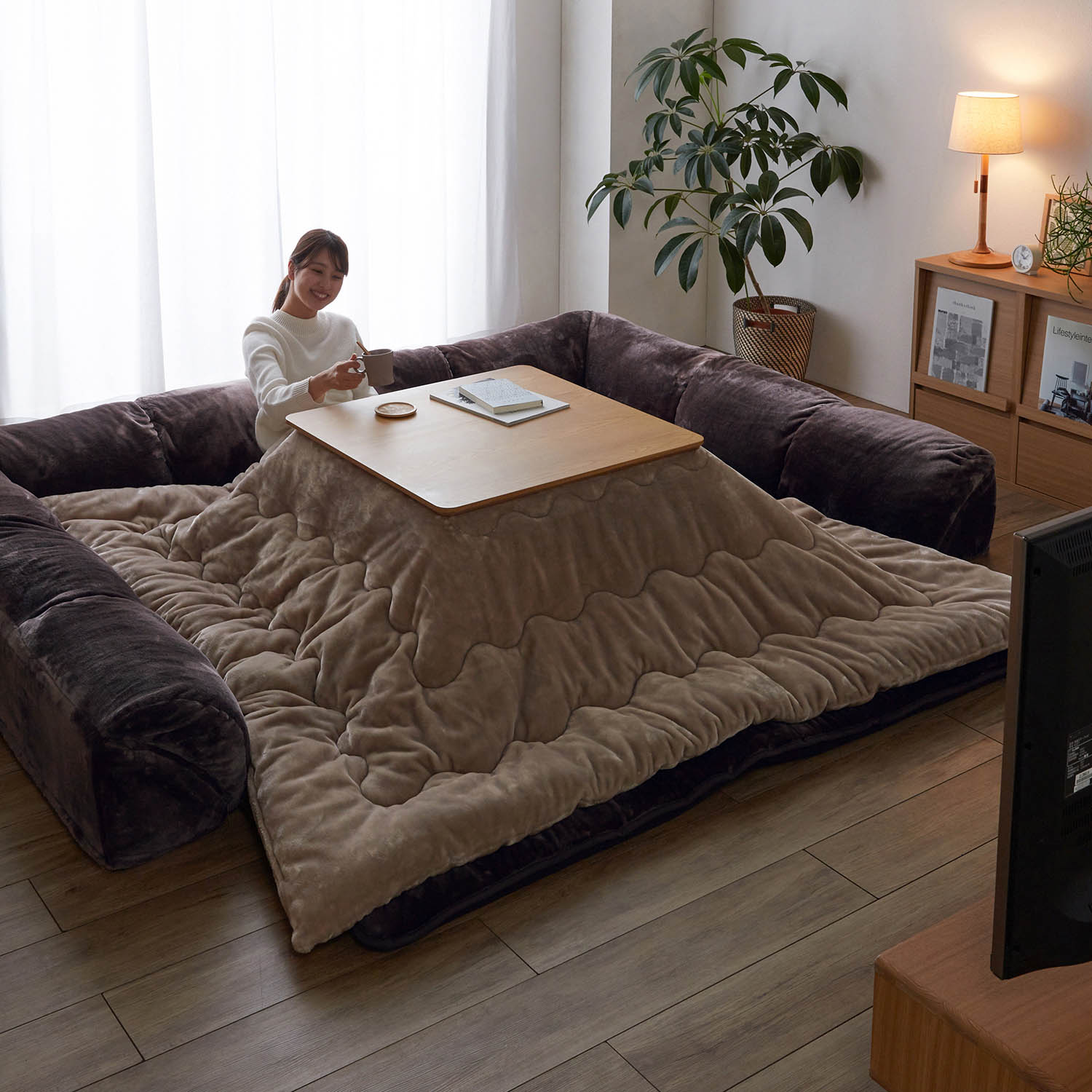 あったかなめらかなダブルコーナーローソファーセット 【冬の人気No1シリーズ】グータラグ/Guutarug あったかなめらかなダブルコーナーローソファーセット 【冬の人気No1シリーズ】グータラグ/Guutarug