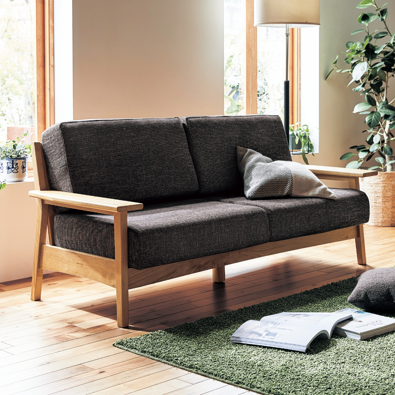 【ベルメゾン】オーク材フレームのカバーリングソファー 【ベルメゾン】オーク材フレームのカバーリングソファー