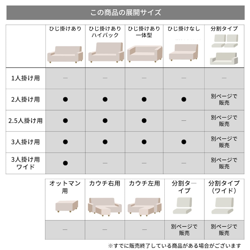 サイズ展開