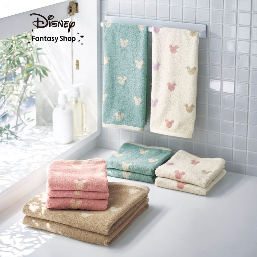 【ディズニー/Disney】ミッキーデザインとふんわり感に癒されるまいにちタオル同色セット(フェイス3枚・バス2枚「ミッキーモチーフ」