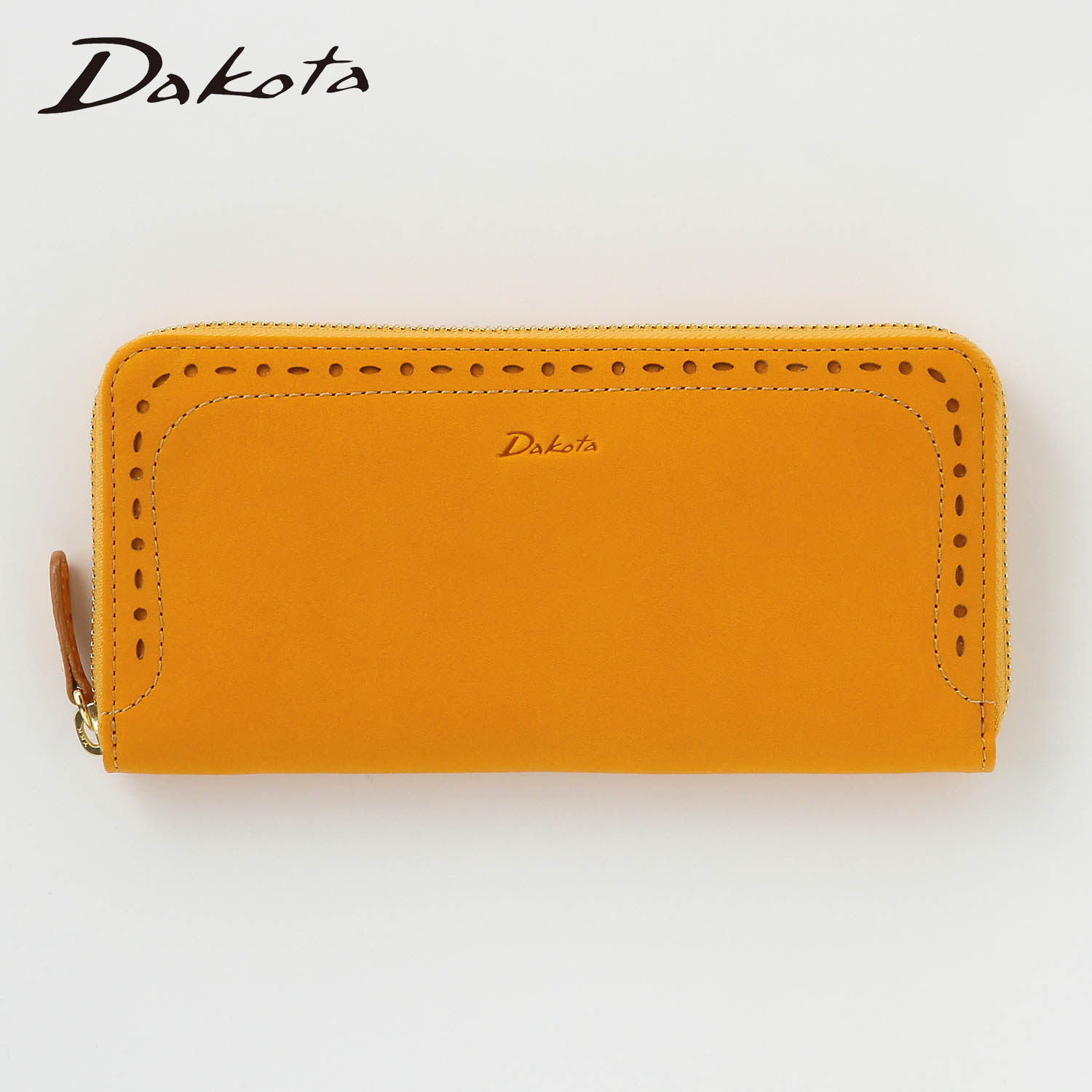 【ダコタ/Dakota】縁取りステッチ本革ラウンドファスナー長財布