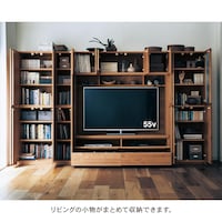 使用イメージ／D・板扉/幅90cm、E・ガラス扉/幅60cm（※テレビ台は別売り）