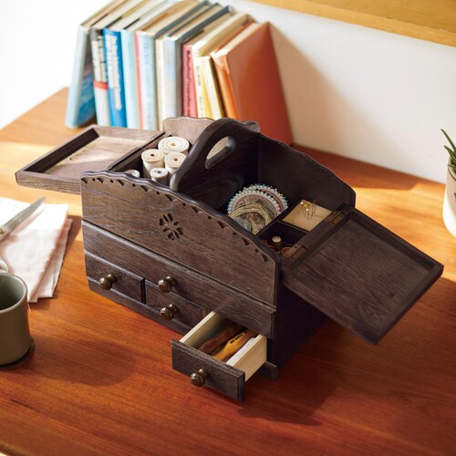 木製ソーイングボックス・裁縫箱