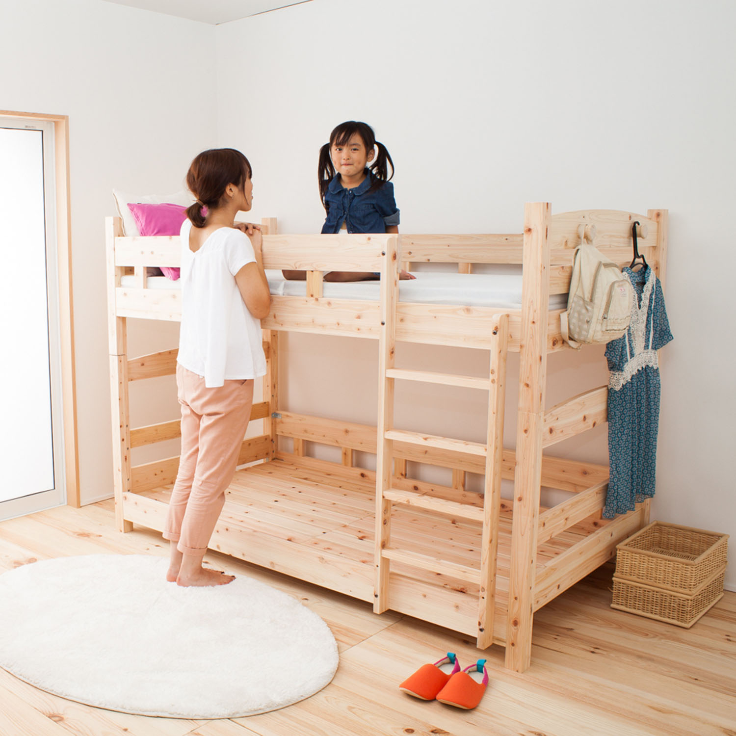 【ベルメゾン】ひのき二段ベッド 【お子様の成長後は分割して使える】