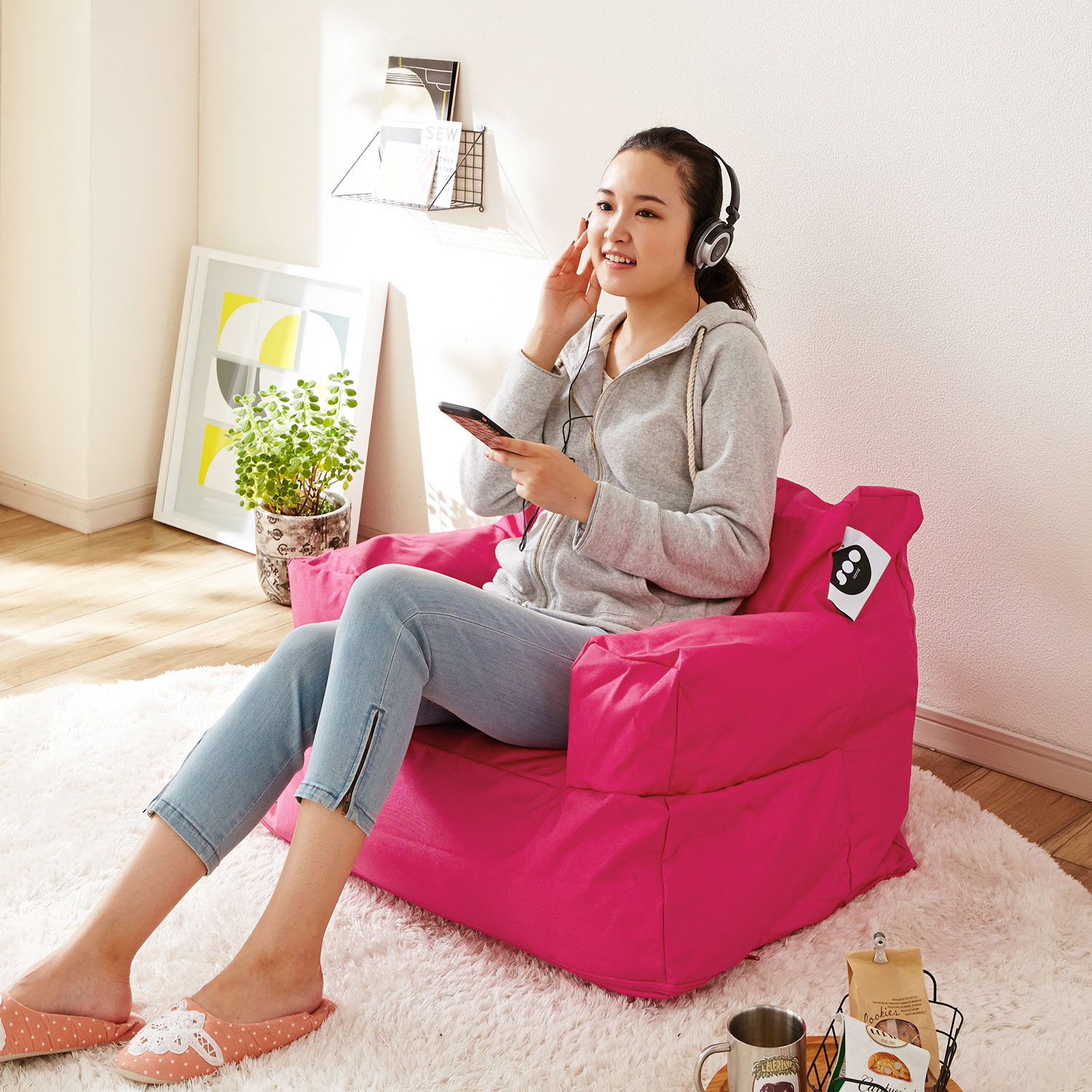 【ベルメゾン】ビーズクッション肘付き座椅子 【ベルメゾン】ビーズクッション肘付き座椅子