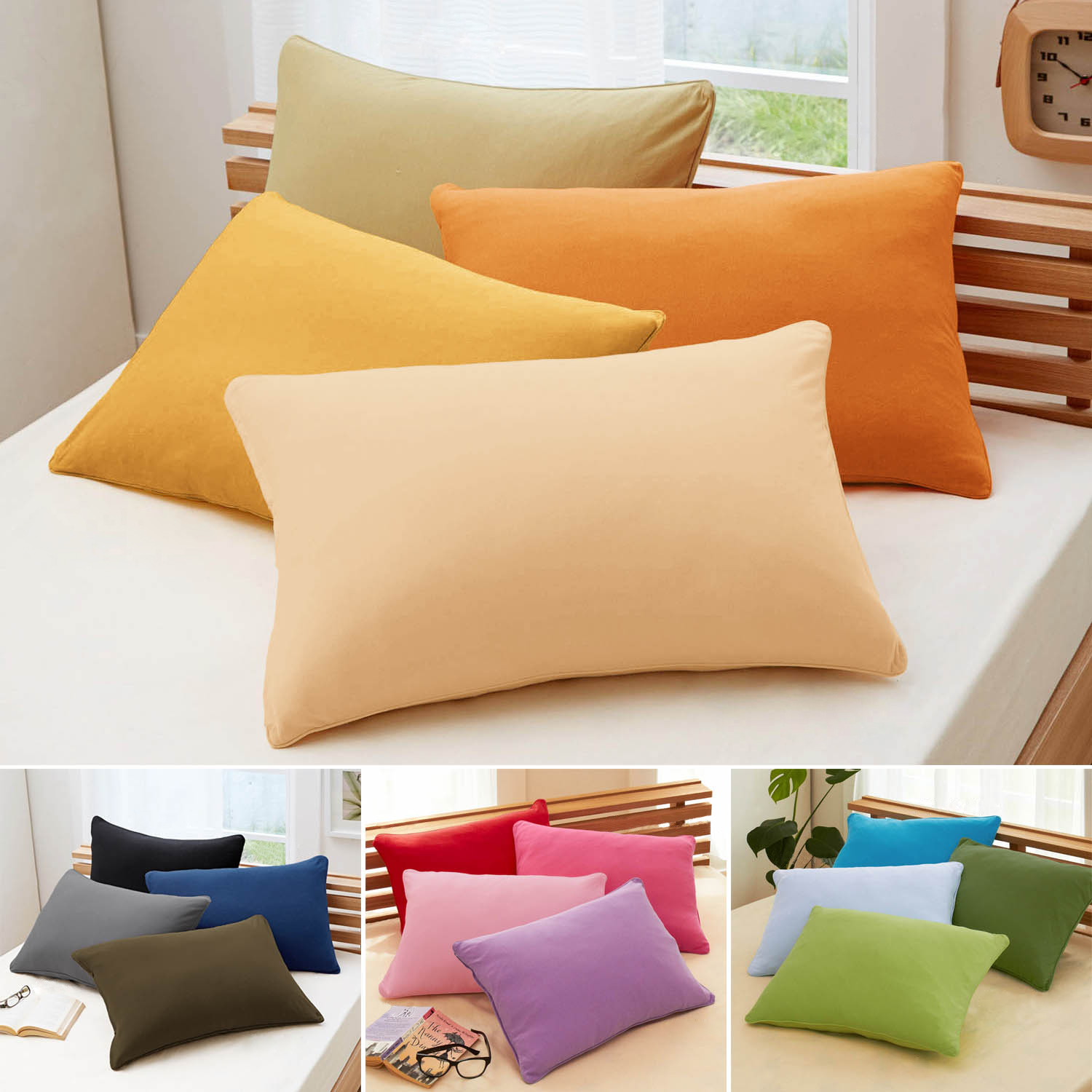 【ベルメゾン】16色2サイズから選ぶTシャツ素材のやわらかニット枕カバー