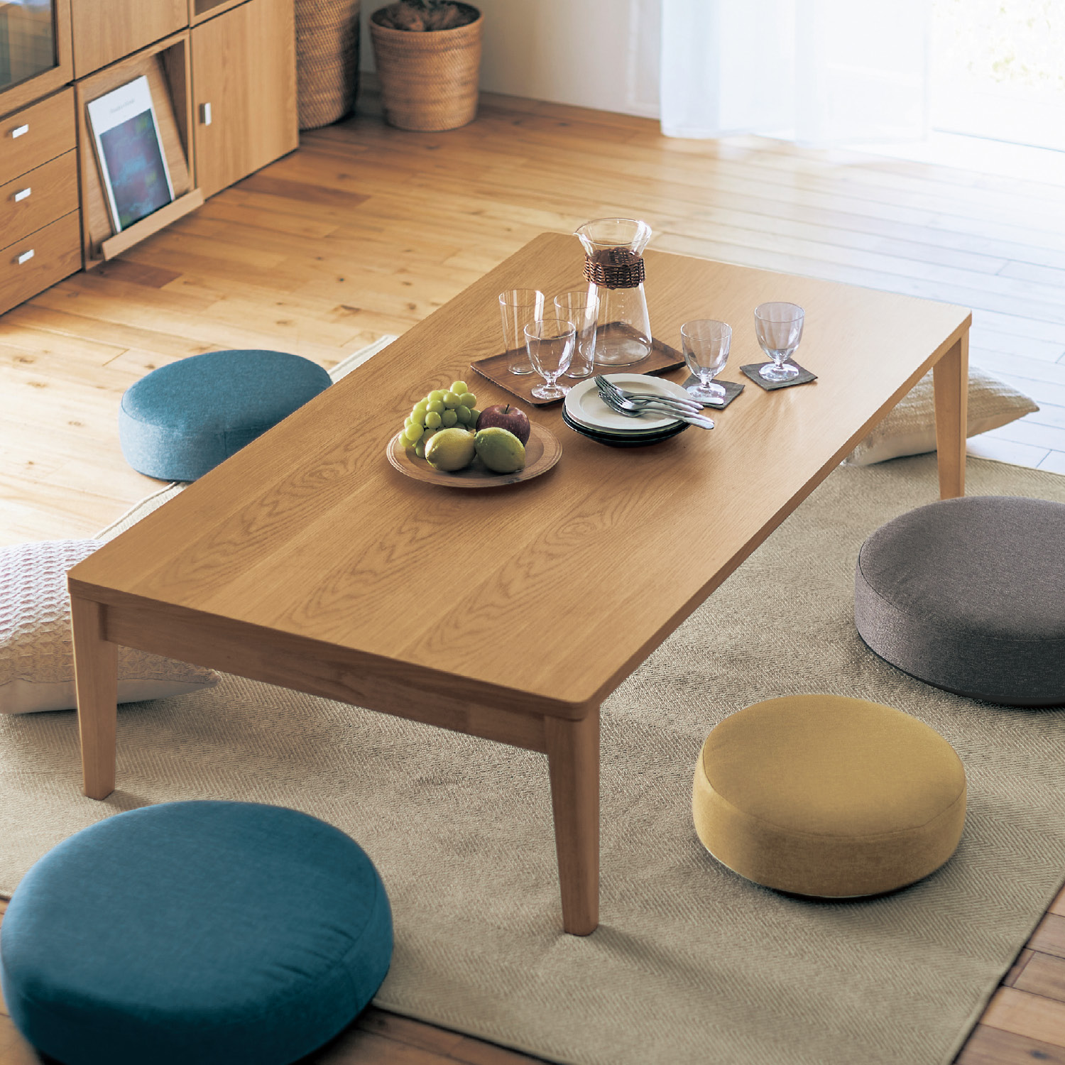 【BELLE MAISON DAYS】脚が折りたためる座卓 (リビングローテーブル)