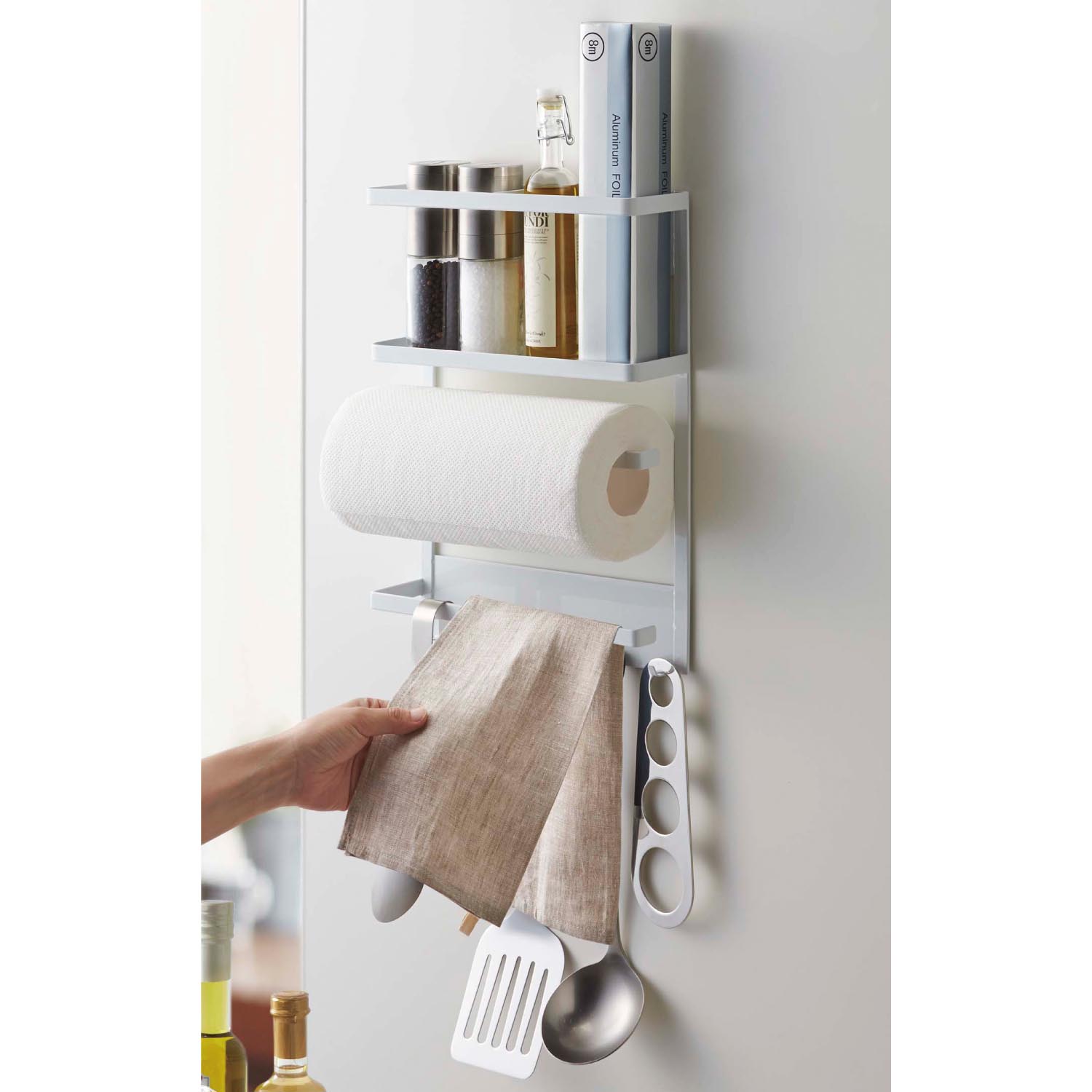 【タワー/tower】マグネットで取り付けられる冷蔵庫サイドラック 【タワー/tower】マグネットで取り付けられる冷蔵庫サイドラック