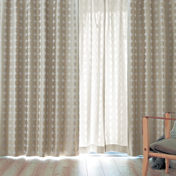 【ベルメゾン】【お買い得な既製サイズ】 サークル柄の遮光・遮熱・防炎・形状記憶カーテン