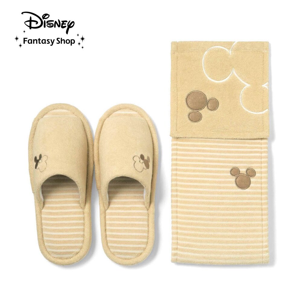 【ディズニー/Disney】トイレットペーパーホルダーカバー & スリッパセット「ミッキーモチーフ」