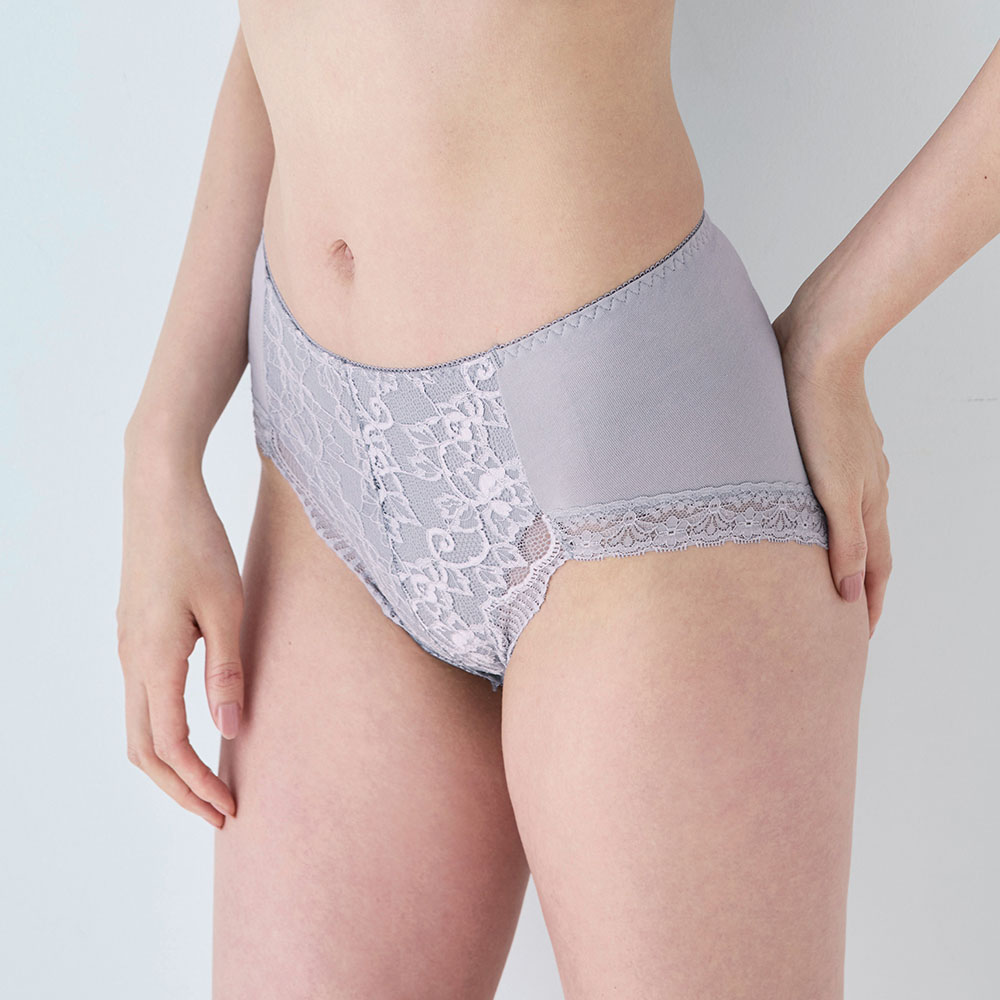 綿混バックレースショーツ（スタンダードショーツ）(のびのびモールド