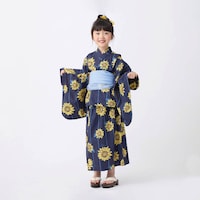 ネイビー（ひまわり）／モデル身長115cm・110～120サイズ着用