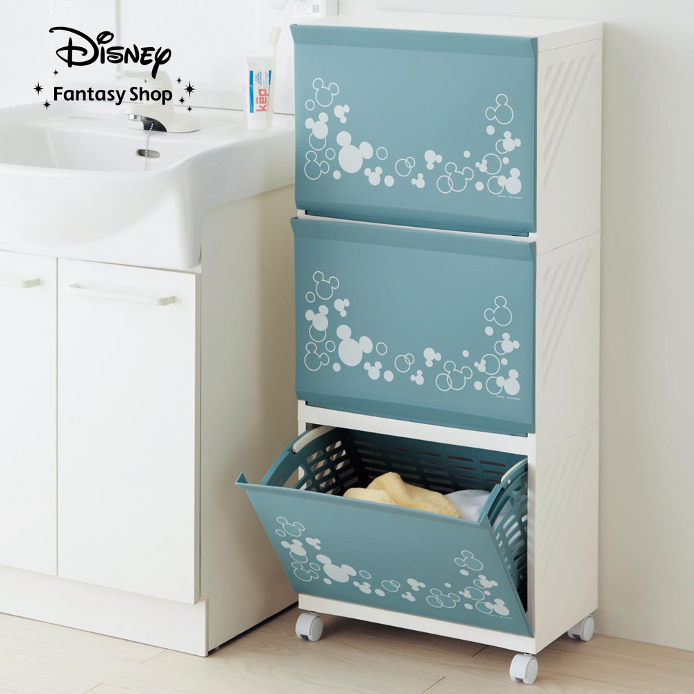 【ディズニー/Disney】ランドリーバスケットワゴン「ミッキーモチーフ」