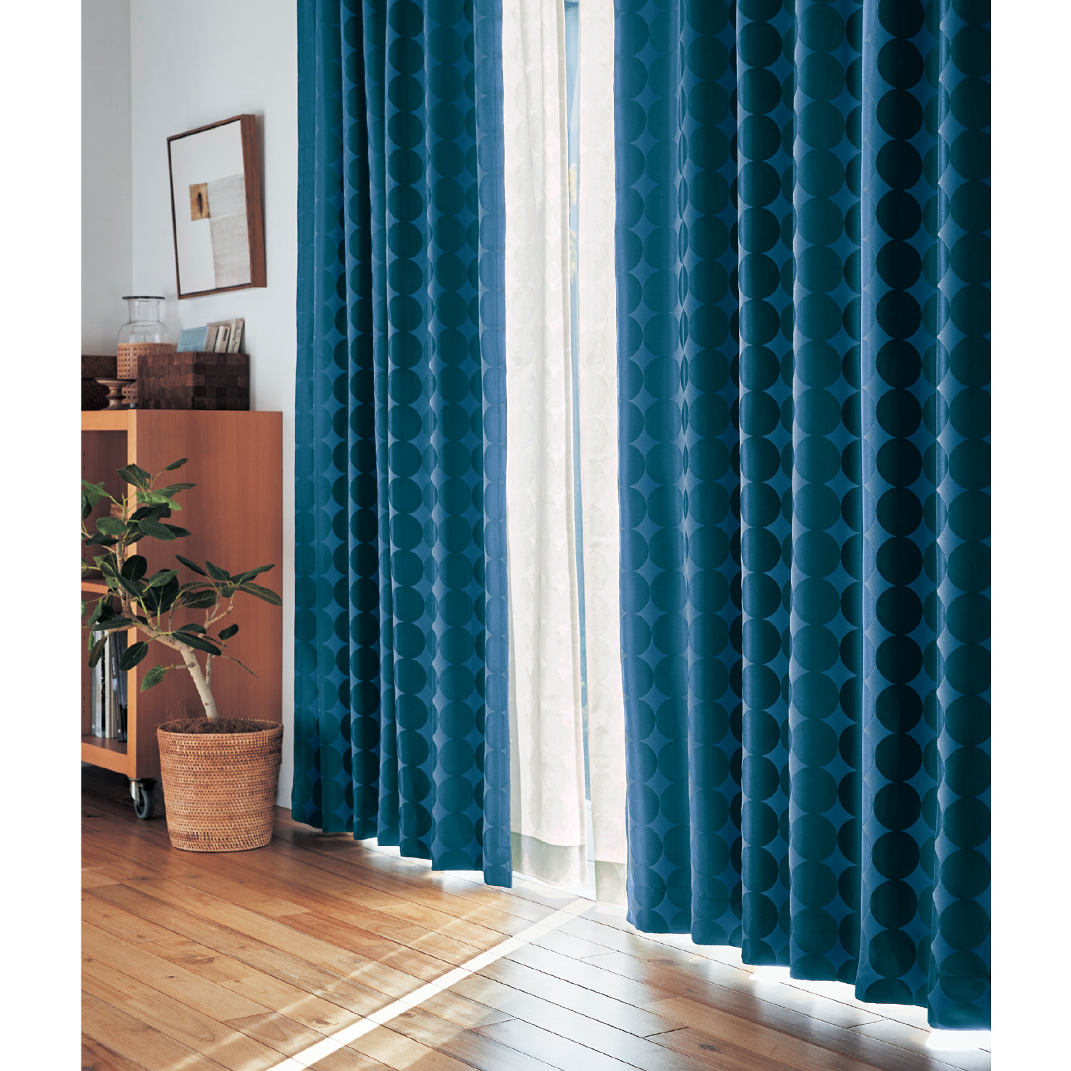 【ベルメゾン】【オーダー】 サークル柄の遮光・遮熱・防炎・形状記憶オーダーカーテン