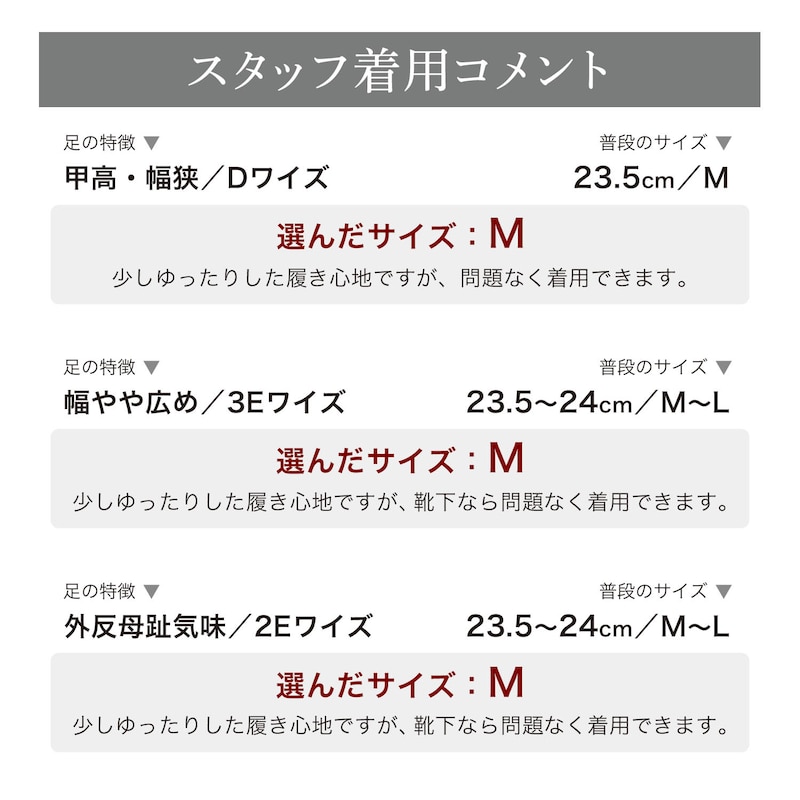 スタッフの着用コメント