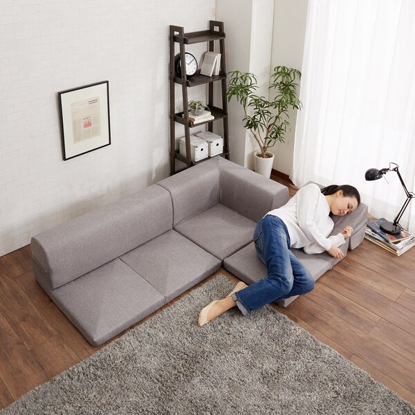 【ベルメゾン】背面を倒してくつろげるカバーリングコーナーローソファーセット [日本製]