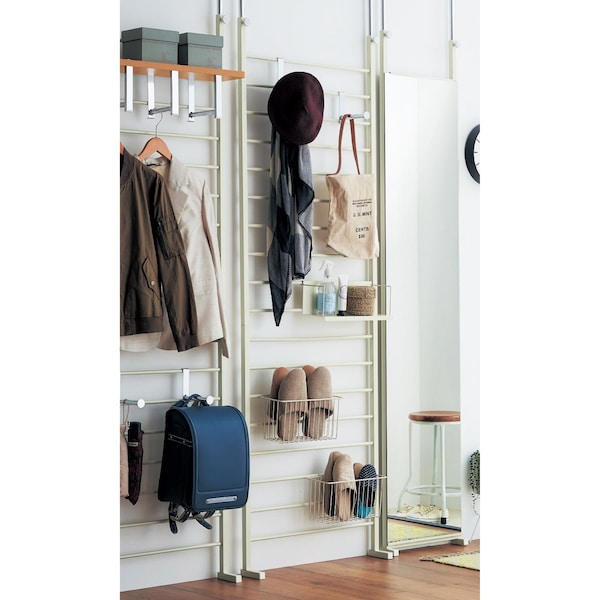 【ベルメゾン】【在庫限りのお買得】 突っ張りカゴ付きラダーラック