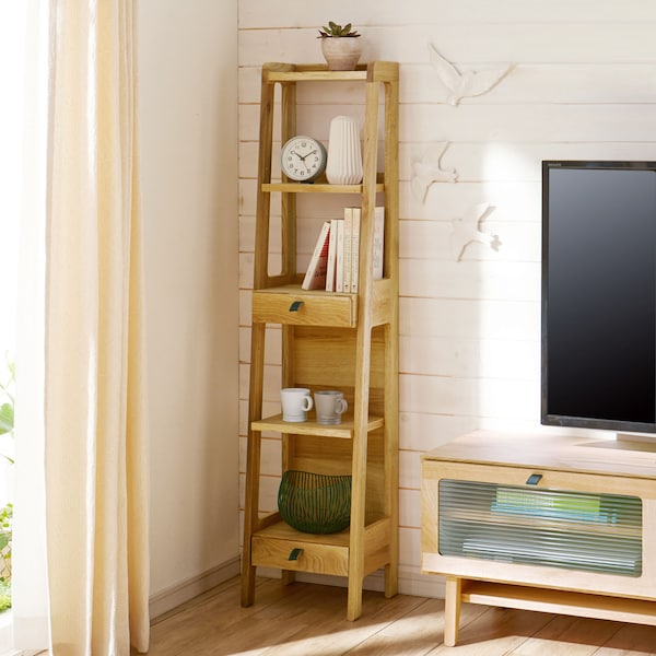 【大雪木工】北海道産ナラ材のスリムラック