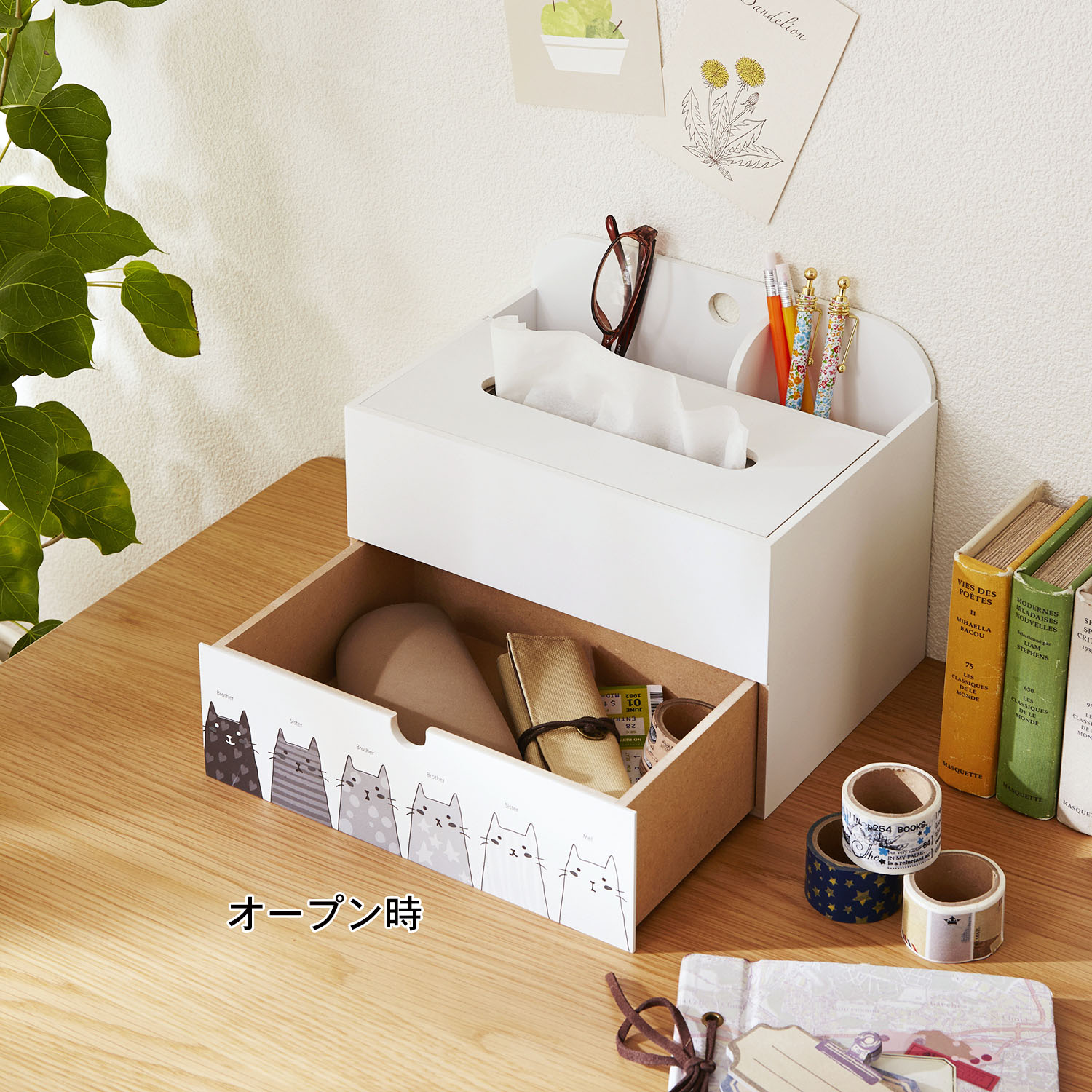 【ベルメゾン】ねこのボックスティッシュケース付きペンスタンド 【ベルメゾン】ねこのボックスティッシュケース付きペンスタンド