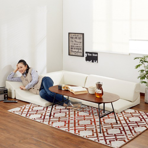 【ベルメゾン】背面を倒してくつろげる合皮のコーナーローソファーセット [日本製]