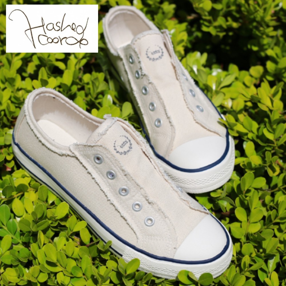 【ハッシュドコーデ/Hashed Coorde】紐がなくサッと履けるスリッポンスニーカー