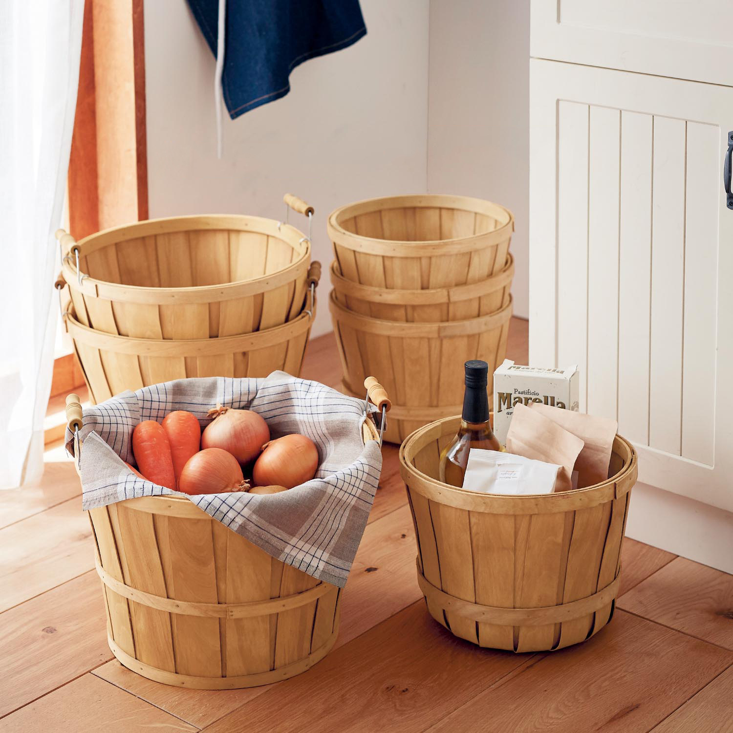 【ベルメゾン】水杉ラウンドバスケット 【ベルメゾン】水杉ラウンドバスケット