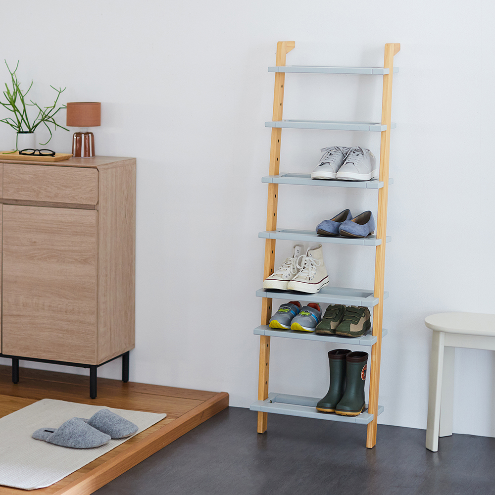 【BELLE MAISON DAYS】パイン材の立て掛けるシューズラック