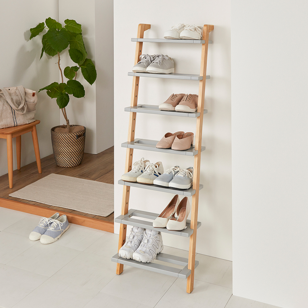 【BELLE MAISON DAYS】パイン材の立て掛けるシューズラック 【BELLE MAISON DAYS】パイン材の立て掛けるシューズラック