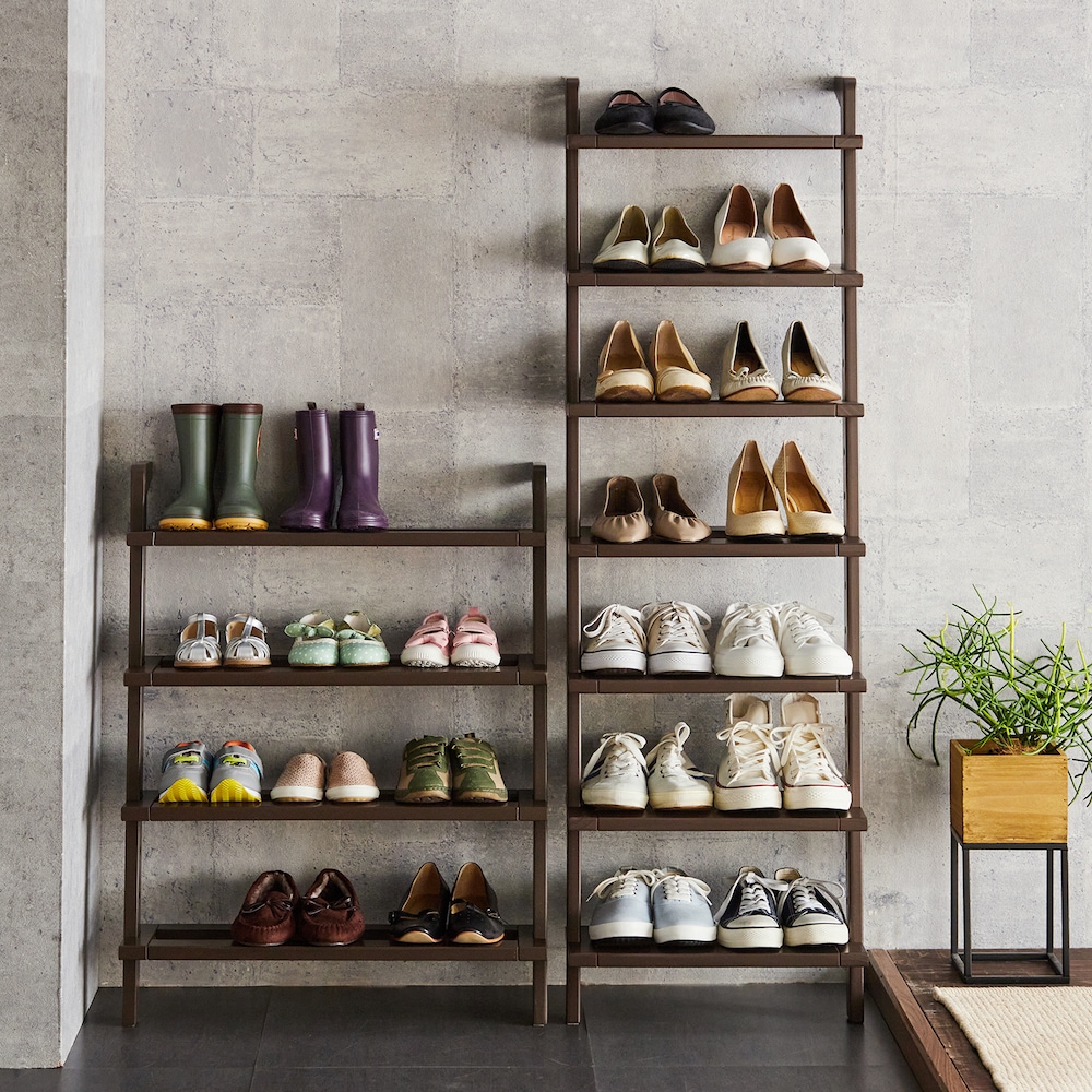 【BELLE MAISON DAYS】パイン材の立て掛けるシューズラック