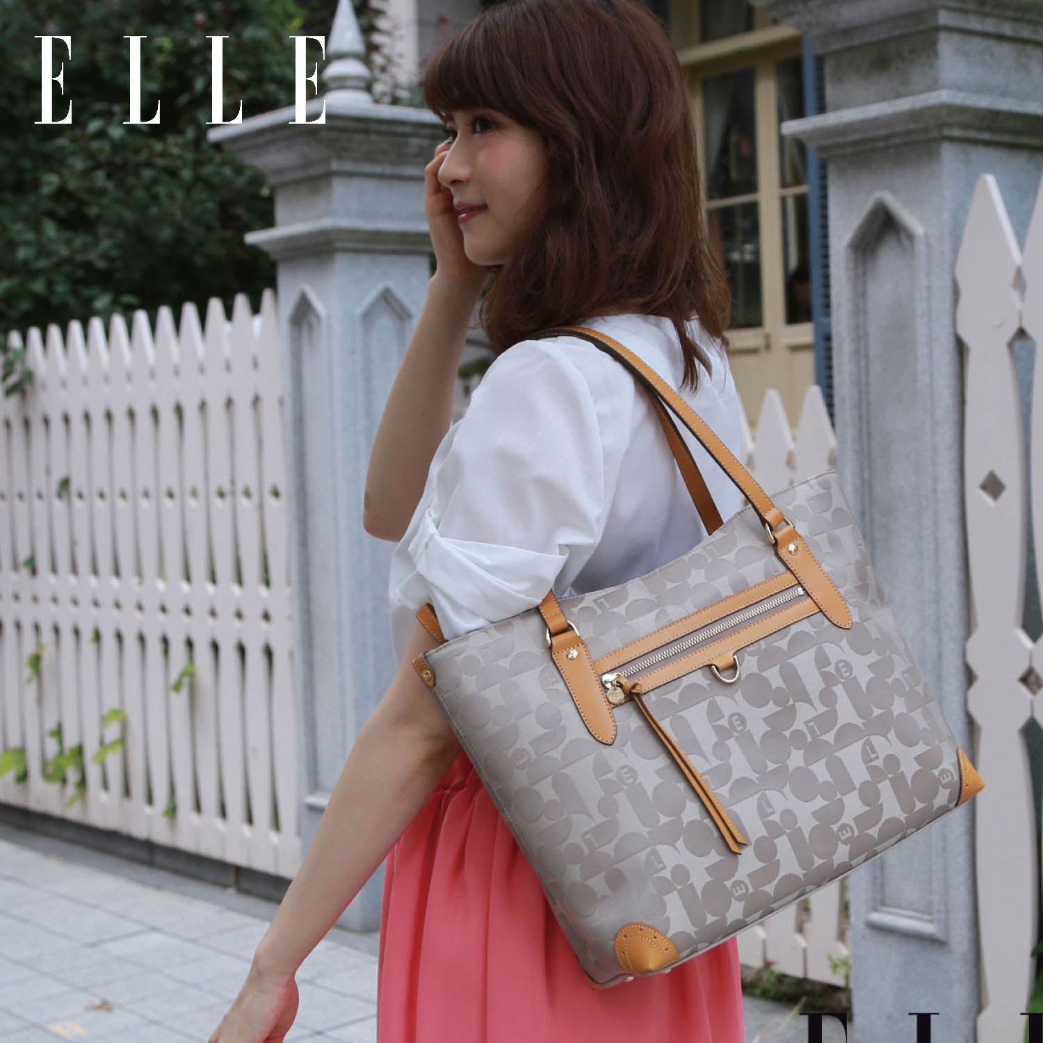 【エル/ELLE】ジャガードトートバッグ[日本製]【A4対応】