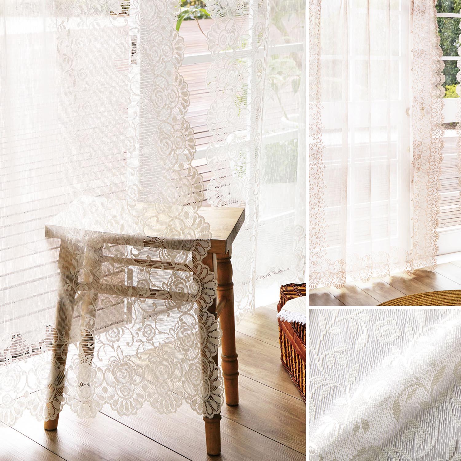 【ベルメゾン】【サイズ合えばお買得】 スカラップレースがかわいいレースカーテン